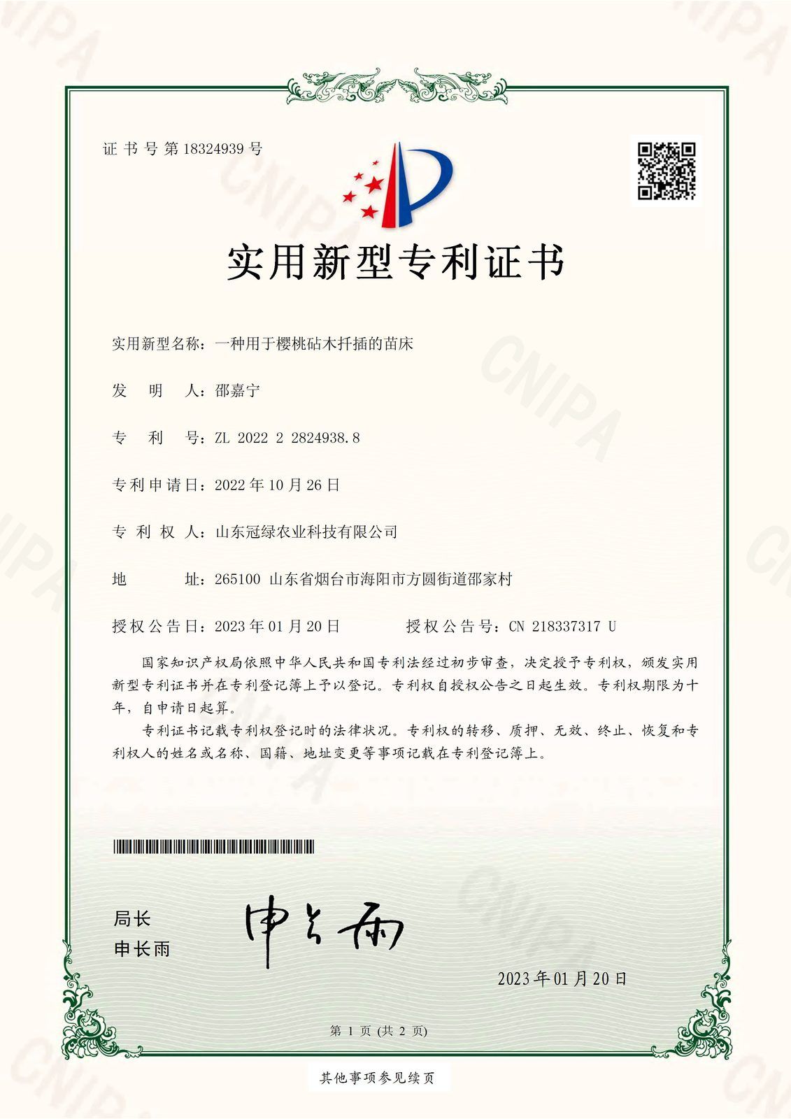 一种用于樱桃砧木扦插的苗床